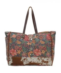 Myra Bag Floral Canvas & Hairon Weekender Bag ACCESSORIES