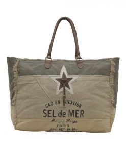 Myra Bag ACCESSORIES Frayed Edge Canvas Star Weekender Bag